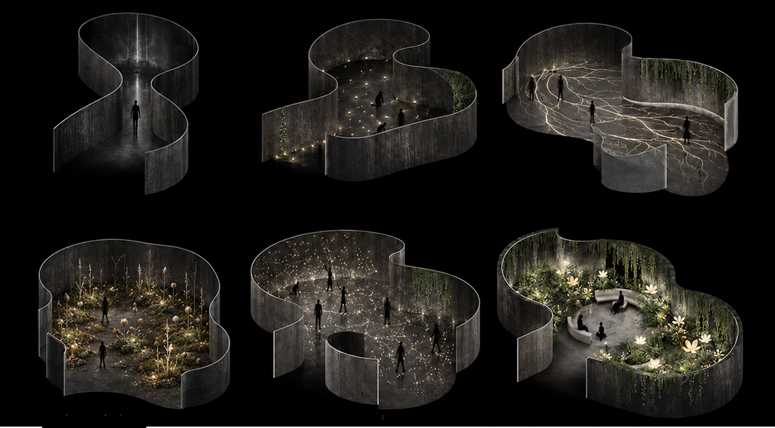 Wake Up exhibition spatial sequence diagram.